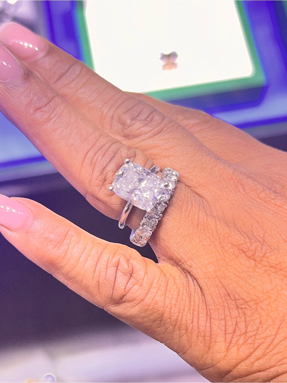 Classic white gold lab 6ct Cushion-Cut Engagement Ring - LGIA cert